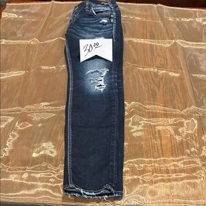 Dark Blue Distressed Skinny Jeans